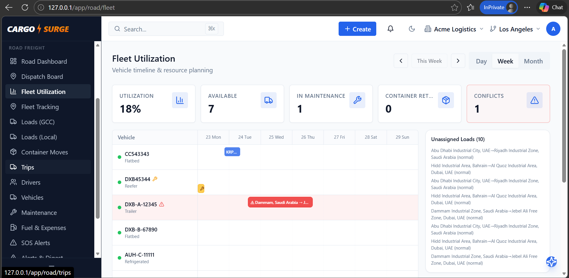 Fleet Utilization — vehicle timeline and resource planning