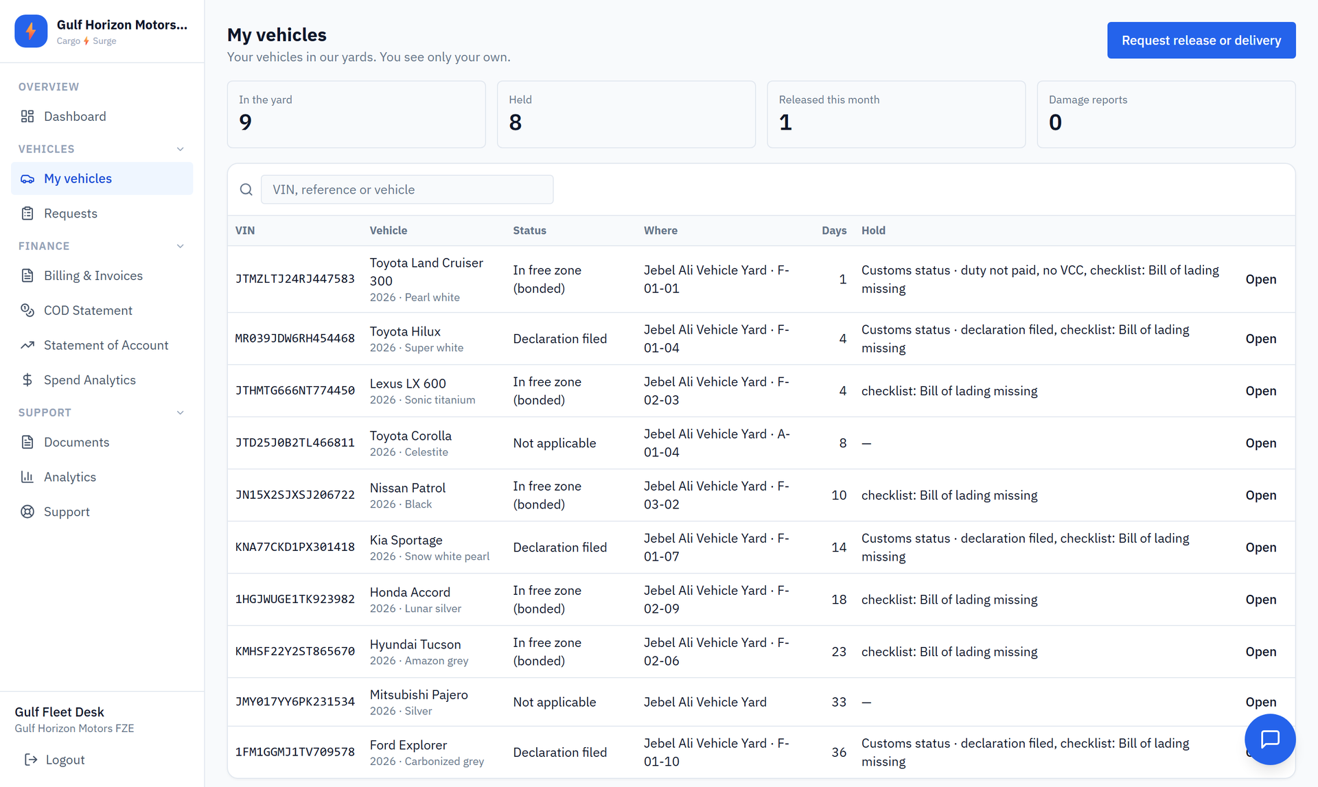 Screenshot: Owner's portal — real system, demo company